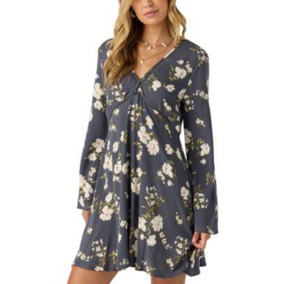 O'Neill Dresses & Skirts - O'Neill Stevie Kendra Gray Floral Eyelet Mini Dress Size Medium